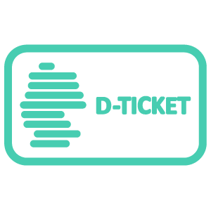 Icon mit einem Ticket und Text "Deutschlandticket" – Symbol für bezuschusstes Jobticket bei Printus