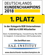 Printus ist Preisträger bei Deutschlands Kundenchampions 2018 Siegel Deutschlands Kundenchampions: 1. Platz